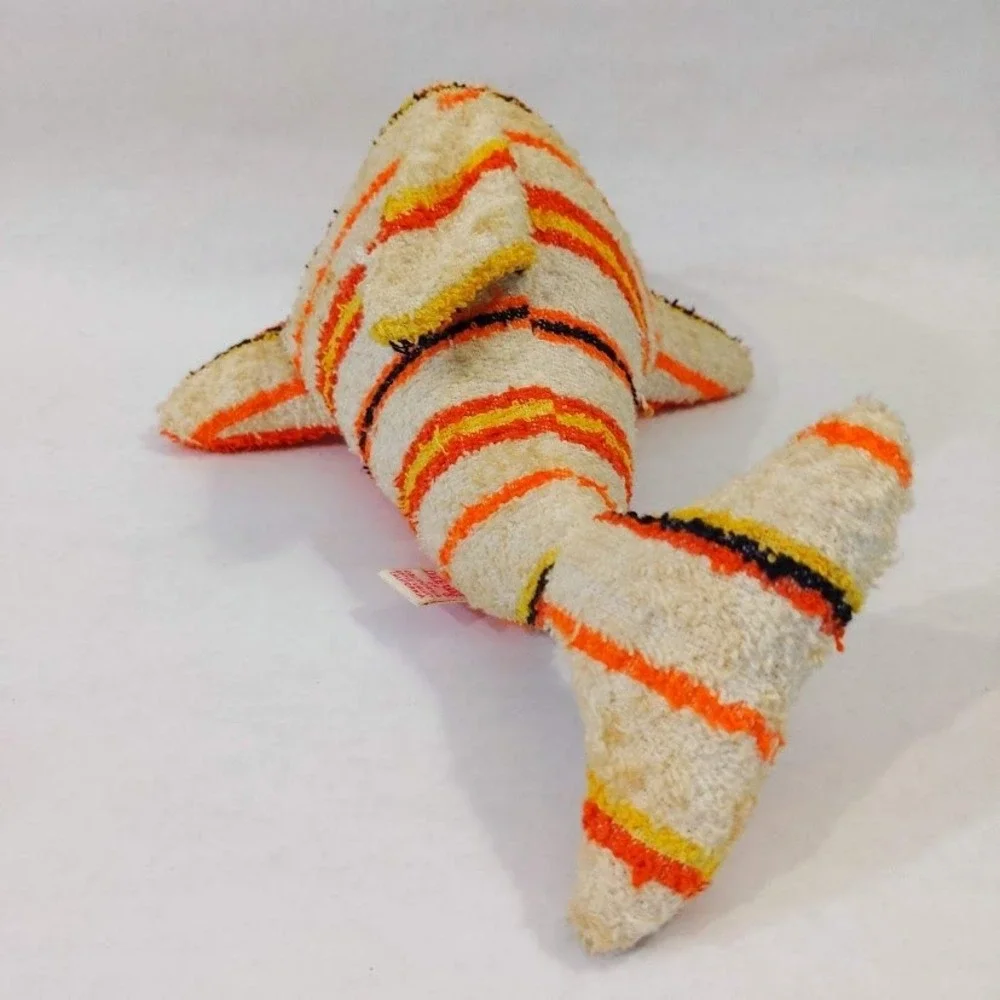 Vintage Dee Gee of California Terry Cloth Plush Fish Orange Striped Stuffed Toy